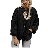 Lalaluka Damen Einfarbige Baumwolljacke mit Stehkragen lockerer Taschenjacke Baumwolljacke Winterjacke Wintermantel Jacke Fleecejacke üBergangsjacke Sweatjacke M