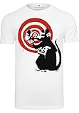 MERCHCODE Herren T-Shirt Brandalised-Banksy's Graffiti Spy Rat Tee, White, M