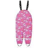 Gefütterte Regenhose Kinder Wind- und wasserdichte Regenlatzhose Bunt Druck Matschhose Outdoor Atmungsaktive Buddelhose mit Verstellbaren Trägern Regenbundhose L