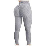 Leggings Damen High Waist Anti Cellulite Leggings Sexy Jacquard Bubble Hips Sport Fitness Laufen Yogahose mit Hoher Taille Shape Leggings Capri Leggings Yoga Gym Leggings Reitleggings Stretch H