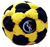 Pro Hacky Sack 32 Paneelen (Schwarz/Gelb) Profi Freestyle Footbag! Hacky Sack für Anfänger und Profis, ideal für Stände, Fänge, Verzögerungen u. Tritte!