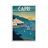 SDFGSD Vintage Italien Poster Capri Leinwand Kunst Poster und Wandkunst Bild Druck Modern Familie Schlafzimmer Dek