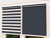 TROYAHOME®️ Doppelrollo Klemmfix Ohne Bohren Duo Rollo Fenster Rollo Easyfix (Anthrazit, 70 x 150 cm ( Stoffbreite 67 cm)