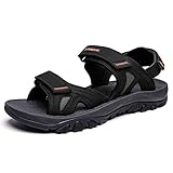 SIKAINI Sandale Herren Sandalen Outdoor Trekking Wanderschuhe Herren Schnell Trocken Outdoor Sandalen Leichte, 45 EU, Black