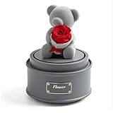 XXCCHH Spieluhr Liebeserklärung Rotating Music Box Ewige Rose-Bären-Puppe-Spieluhr Dekoration Valentinstag Erinnerungsgeschenk Schönes Desig