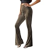 Damen-Jogginghose aus Samt, für Yoga, Joggen, Fitnessstudio, Sport, Freizeit-Trainingshose, mokkabraun, S