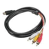 Gobutevphver Vergoldete Anschlüsse 5 Fuß 1,5 m 1080P HDTV Hdmi-kompatibel-kompatibel Stecker auf 3 Cinch-Audio-Video-AV-Kabeladapter - Mehrfarbig