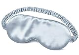 Schlafmaske für Frauen Herren Seide Augenmaske 100% Reine Maulbeerseide 19 Momme Seide Schlafbrille Bequem Hautfreundlich Geruchneutral Sleep Mask Ideal für Schlaf zu Hause & Auf Reisen (Baby Blau)