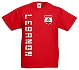 Libanon Lebanon Kinder EM 2016 T-Shirt Trikot Name Nummer (Rot, 128)