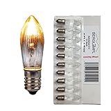 10x Glühbirne 'Berglämpl' E10 12V/3W Riffelkerze Spitzkerze Topkerze Glühlämpchen für Schwibbogen und Lichtbög