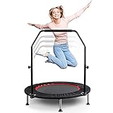 CDCASA 102 cm Trampolin mit Stange klappbar 40 Zoll Max. 150kg höhenverstellbar, Jumping Trampolin Fitness Mini Trampolin Indoor mit Haltegriff Erwachsene k