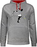 Shirtracer Tennis - Tennis Squash Spieler - XS - Grau meliert/Rot - Tennisspieler - JH003 - Hoodie zweifarbig und Kapuzenpullover für Herren und D