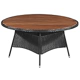 (Blitzlie ferung) Garten-Esstisch | Gartentisch | Terassentisch | Rattan Tisch | Gartenmöbel | für Garten, Terrasse oder Balkon Garten-Esstisch Poly Rattan und Akazienholz Massiv 150x74