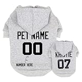 KRD Personalisierte Hunde-Kapuzenpullover, Hundepullover mit Namen und Nummer, Hunde-Winterkleidung, kleine Hundekleidung, Hunde-Kapuzenpullover (4XL, grau)