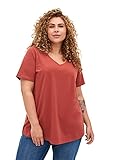 Zizzi Damen Große Größen Einfarbiges Kurzarm T Shirt mit V Ausschnitt Gr 50-52 R