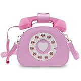Fozehlad Damen Telefon geformte Schultertasche Retro Top-Griff Telefon Crossbody Tasche Totes Kette Geldbörse, rose, Einheitsgröß