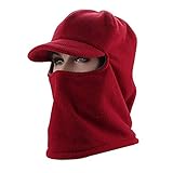 Qchomee Sturmhaube mit Schirm Wintermütze Unisex Kapuzenschal Outdoor Fahrrad Balaclava Winddichte Sturmmaske Winter Warme Sturmmaske Hals Wärmer Multifunktione Gesichtshaube für Damen H