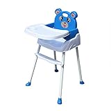 Hochstuhl 4 in 1 Kinderhochstuhl Babystuhl Treppenhochstuhl Mit Tablett Verstellbar tragbare Essstuhlmit Tablett Sicherheitsgurt Höhenverstellbar für 6 Monate bis 3 Jahre Mit zwei feststellbare hintere rollende Universalräder （Blau）