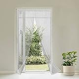 Virsus Magnet Fliegengitter Tür Insektenschutz 90 x 210 cm Zweiflügelige-Insektenschutzvorhang für Fenstertür und Balkontür, Anti-Mücken und Insekten für Küche und Wohnzimmer, weiße Farb