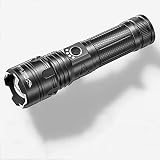 Led Super Helle Taschenlampe, Outdoor Camping Mini Taktische Taschenlampe, Wasserdichte Militärische Taktische Aluminiumlegierung Taschenlampe, Teleskopzoom, Superhell 5000 (Size:16.5cm,Color:Schwarz)
