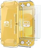 ProCase Schutzhülle + (2 Stück) Displayschutzfolien für Nintendo Switch Lite 2019, Weich dünn TPU Stoßfest Klar Hülle + 2 Hartglas Blasenfrei Displayschutzfolien aus gehärtetem Glas –