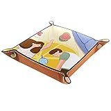 Valet Tray, PU Leder Taschenleerer Faltbare Ordentlich Leder Tablett Organizer für Handy Uhren Schmuck Schlüssel Geldbörsen Sommerfamilie S