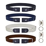 ELOSIS 4 Stücke (Beige,Blau,Schwarz,Braun) Elastischer Gürtel, Ohne Schnalle Gürtel für Damen,Unsichtbare Gürtel für Jeans Hosen Kleid,Einstellbarer elastischer Stretch Gürtel für Damen oder H
