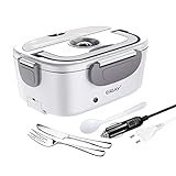 ERAY Elektrische Lunchbox 2 IN 1, Lunchbox Elektrisch 12 V / 24V / 220 V Elektrischer Speisenwärmer 1,5L Brotdose Kostwärmer für Auto Haushalt Camping, G