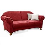 Cavadore 3-Sitzer Sofa Maifayr mit Federkern / Moderne 3-sitzige Couch im Landhausstil mit Holzfüßen / 194 x 90 x 90 /