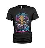 1/4 Mile Kult™ T-Shirt DJ Baby Groot Guardians of The Galaxy Large Design (5XL, Black)