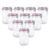 pajoma Drahtbügelglas, 10x 1000 ml Fassungsvermögen inkl. Gummidichtung Einmachglas hergestellt in D