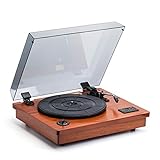 Bluetooth Retro Schallplattenspieler, Vinyl Plattenspieler mit eingebautem Lautsprecher und USB Riemenantrieb, 3-Gang-Retro-Plattenspieler, für Unterhaltung und Heimdek