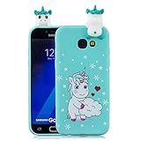 Huiran Einhorn & Wolke Case for Samsung Galaxy A3 (2017) / A320 Version Hülle Soft Back Cover Handyhülle Candy Farbe Lovely 3D Einhorn Design Slim Flexible Schutzhülle Bump