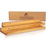 Heimatspäne 2er-Set Bilderleiste Holz 60cm – Echtes Eichenholz, freischwebende Regalbretter inkl. Schraubenabdeckung aus Echtholz – handgemachtes Wandregal, Holzregal E