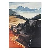 CoolChange Wandbild mit Landschafts Illustration | Poster auf Hartschaumplatte 30x42cm | Motive: Berg