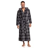 Alexander Del Rossa Herren Flanell Fleece Bademantel mit Kapuze groß und hoch - - 5X-6X