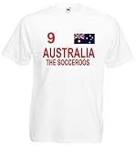 Australien Herren T-Shirt The Socceroos im Trikot Look Weiss XXXL