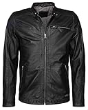 MUSTANG Herren Lederjacke Mit Kurzem Stehkragen Stewart XXL schw