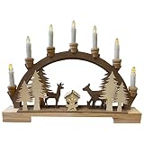 3D Lichterbogen Kerzenbogen 45cm mit 10 LED warmweiss, Holz mit Winterwaldmotiv, Batteriebetrieb mit Timer 6