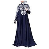 GANBADIE Women's One-Piece Prayer Dress Muslim Abaya Islamic Maxi Abaya Kaftan Full Length Lace Maxi D