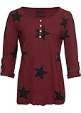 Damen Shirt mit Sternenprint, 272411 in Kastanienrot/Schwarz 36/38