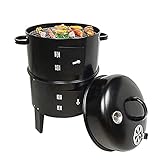 ROM Holzkohlegrill, Haushaltsgrillständer für geräucherten Fisch, Doppelschicht-Räucherofen, Speckeimer für Picknick im Innenhof, 84 × 40