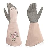 Intra-FIT Rosenhandschuhe, Damen Gartenhandschuhe, Strauchhandschuhe aus Kunstleder mit Rundumschutz vor Dornen, lange Arbeitshandschuhe mit Stichfest Durchstichfest für Gartenarb