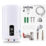 50 Liter 2000W Elektro Warmwasserspeicher, Elektrospeicher Warmwasserspeicher Boiler, Smart Control Wandhängender Boiler mit LED-Temperaturanzeige, Max: 75°C, IPX4 Wasserdicht, [Energieklasse B]