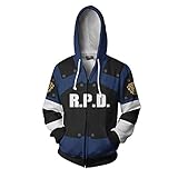 the Resident Evil 2 3 Leon Kennedy Claire Redfield RPD Kapuzenpullover Sweatshirts tshirt mit Lose Langarm Pulli hoodie Manga Junge für Herren Mantel Jacke Kostüm resi kleidung Bekleidung 2XL