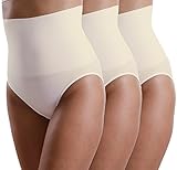 Yenita Damen-Slip, nahtlos, hohe Taille, Bauchkontrolle, Shapewear, 3 Stück - Beige - X-Larg