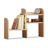 Bücherregal Natürlicher Eichenschaufel Bücherregal Erweiterbarer Desktop-Organizer-Tabellen-Top-Bücherregal, Verlängerungsbuch-Rack einstellbar für Büro und Zuhause Aufbewahrungsreg