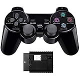 Wireless Double Shock Game Controller kompatibel mit PS1/PS2/Raspberry pi/TV Box/PC (schwarz)