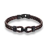 Damen Lederarmband Vintage Leder Geflochten Armband Armreifen, Retro Charme Schwarzer Kaffee Armbänder Personalisierte Jungen Männer Frauen Paare Schmuck Geweb
