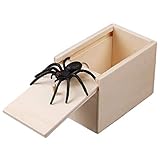 Wildlead 1 Stück Holz Prank Spider Scare Box Case Realistische Broma Lustiges Spielzeug Gag